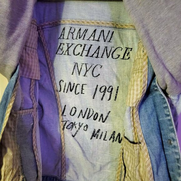 🌻 Armani Exchange 🌻 Large 🌻 Hooded Jean Sweater Jacket 🌻 Lightweight 🌻 - Picture 3 of 15
